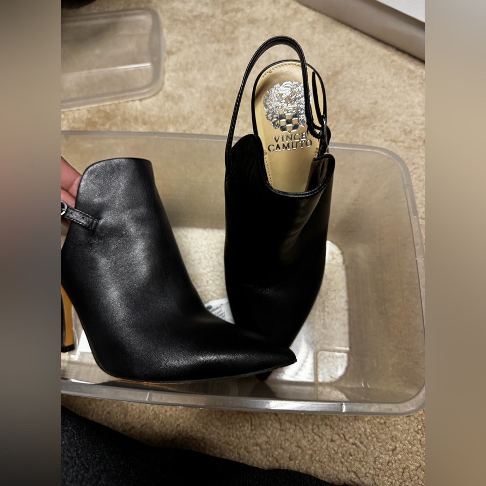 Vince Camuto Sleek Black Leather Booties